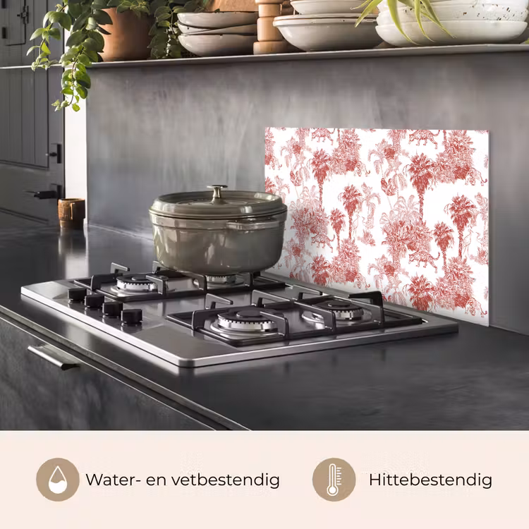 Spatscherm keuken - Jungle - Natuur - Rood — 6