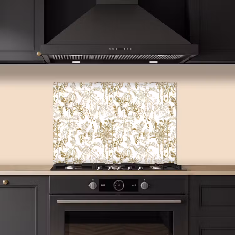 Spatscherm keuken - Tijger - Oerwoud - Beige — 1