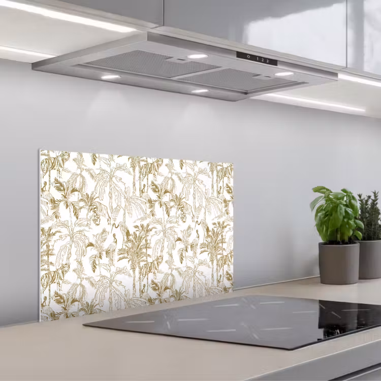 Spatscherm keuken - Tijger - Oerwoud - Beige — 4