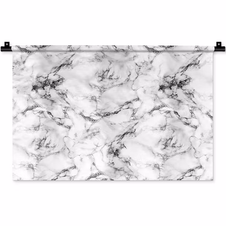 Wandkleed - Marmer - Zwart - Dramatisch - Wit — 1