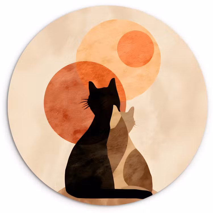 Muurcirkel - Katten - Zwart - Abstract - Cirkels — 1