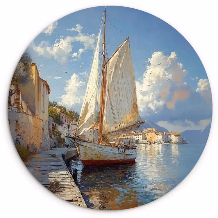 Muurcirkel - Zeilschip - Huizen - Kade - Zee — 1
