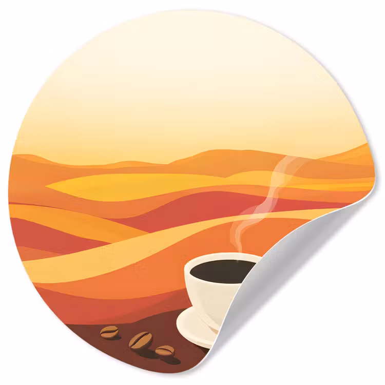 Behangcirkel - Koffie - Landschap - Oranje - Koffiebonen — 1