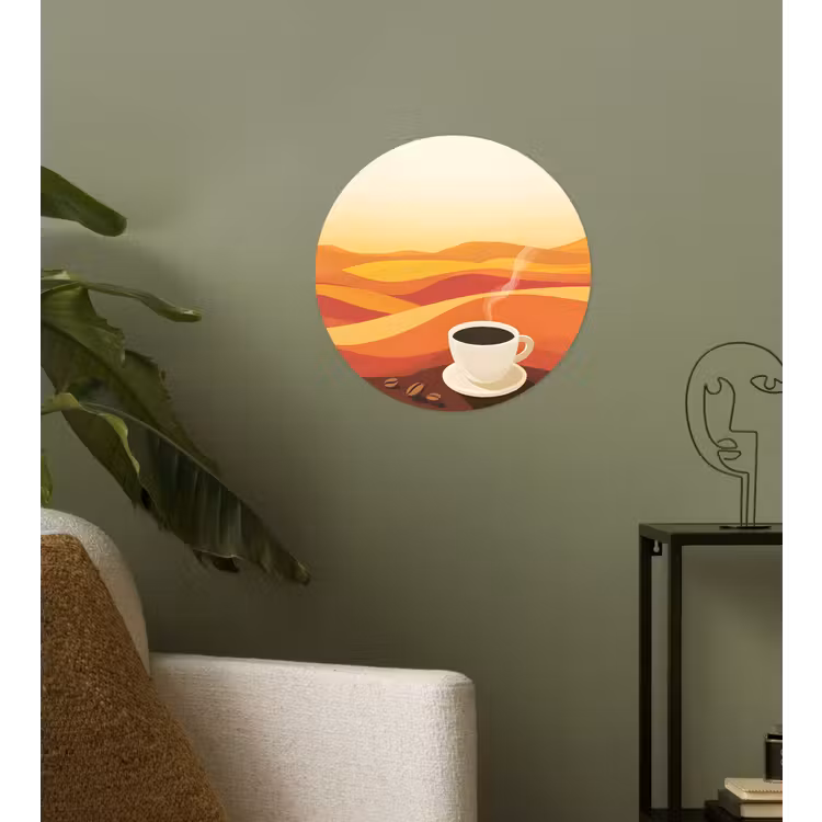 Behangcirkel - Koffie - Landschap - Oranje - Koffiebonen — 3