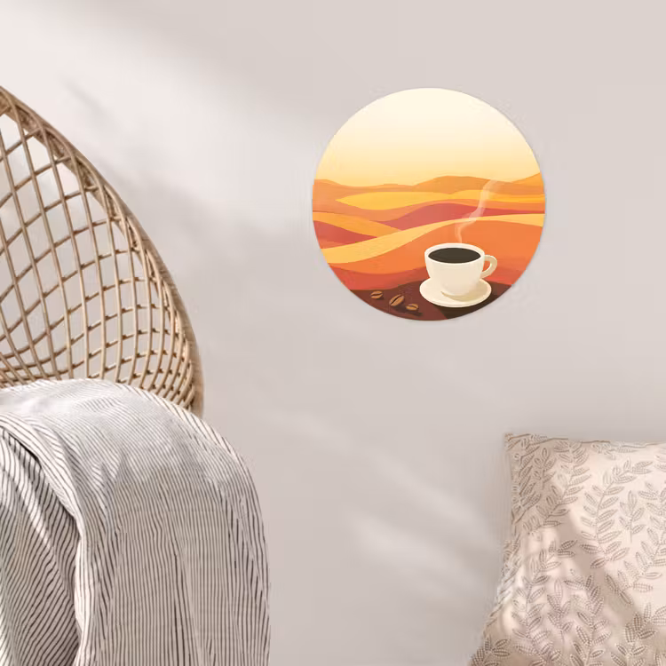 Behangcirkel - Koffie - Landschap - Oranje - Koffiebonen — 5