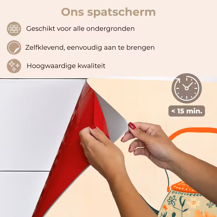 Spatscherm keuken - Oranje - Theepot - Bloemen - Bladeren — 4
