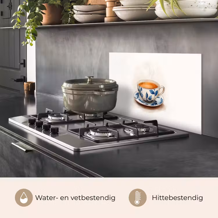 Spatscherm keuken - Theekop - Bladeren - Blauw — 7