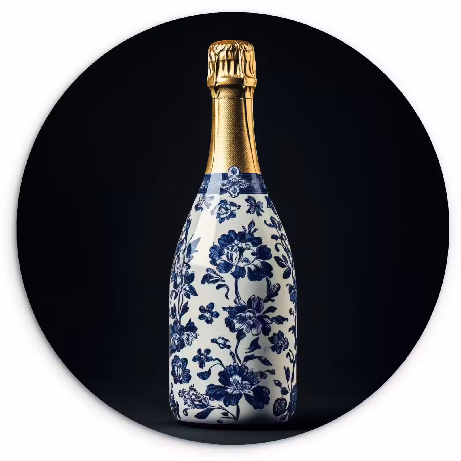 Muurcirkel - Champagne - Bloemen - Goud - Chique — 1