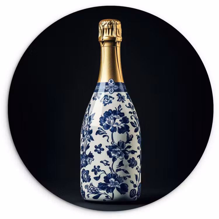 Muurcirkel - Champagne - Bloemen - Goud - Chique