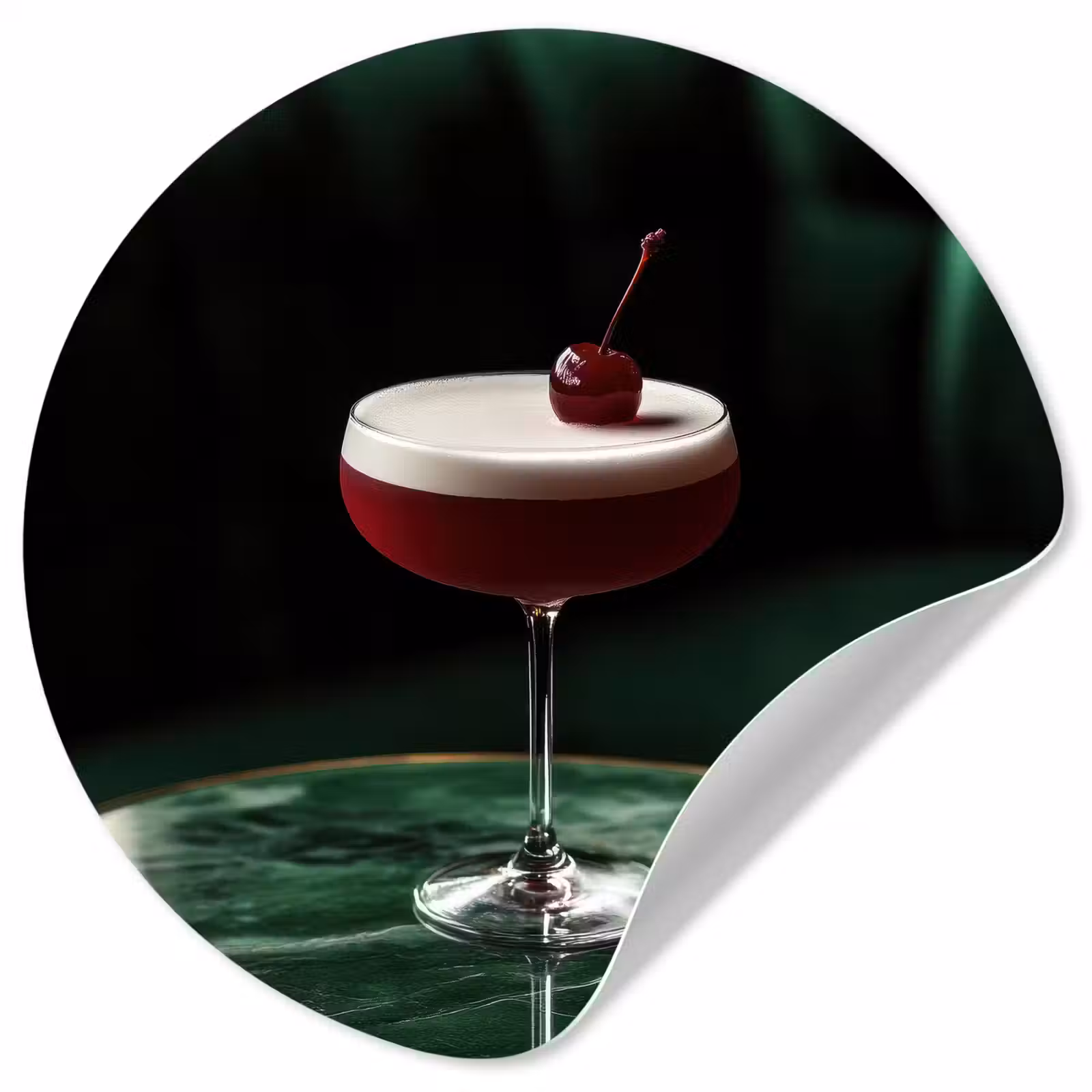 Behangcirkel - Kers - Cocktail - Rood - Marmer — 1