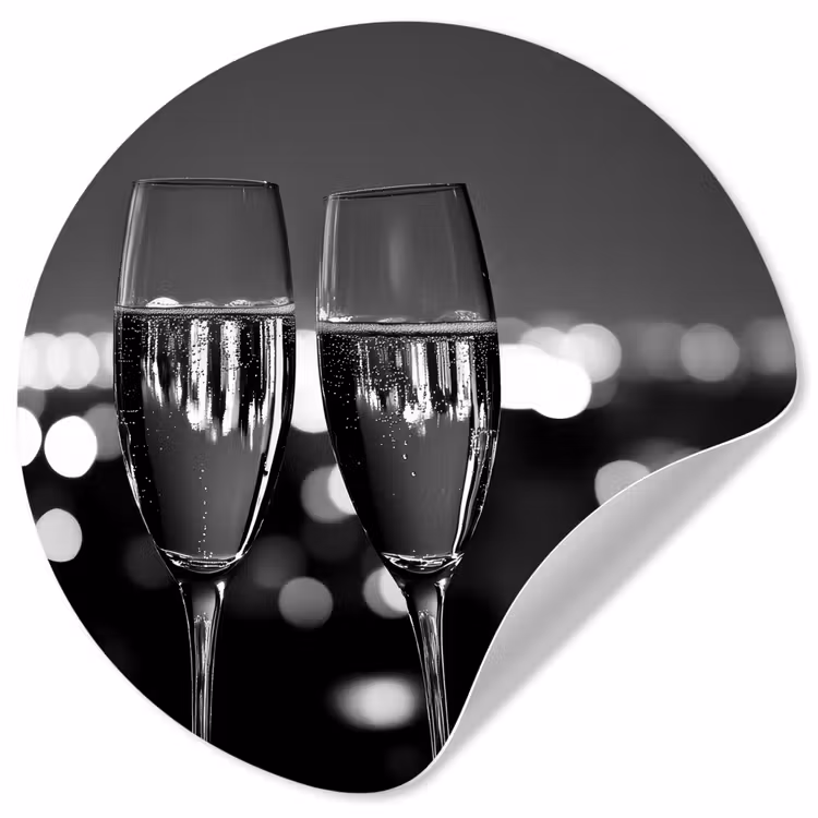 Behangcirkel - Bubbels - Proosten - Champagneglazen - Stadslichten — 1