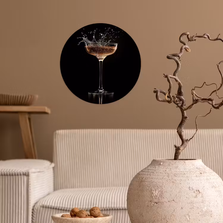 Behangcirkel - Cocktail - Zwart - Spetters - Glas — 2