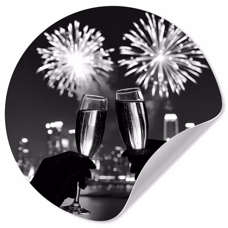 Behangcirkel - Vuurwerk - Proosten - Skyline - Champagne — 1