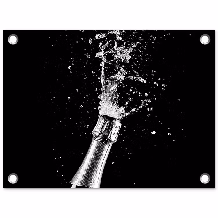 Tuinposter - Champagne - Zwart - Spetters - Popping — 1