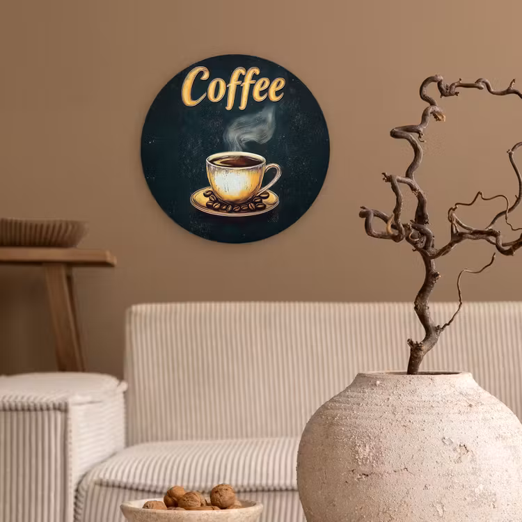 Muurcirkel - Koffie - Schotel - Koffiebonen - Retro — 2