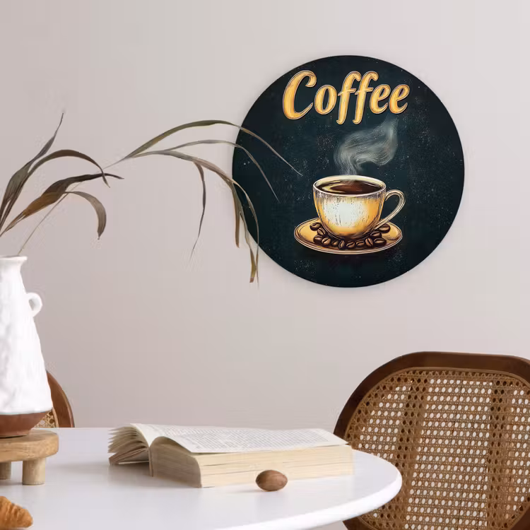 Muurcirkel - Koffie - Schotel - Koffiebonen - Retro — 4