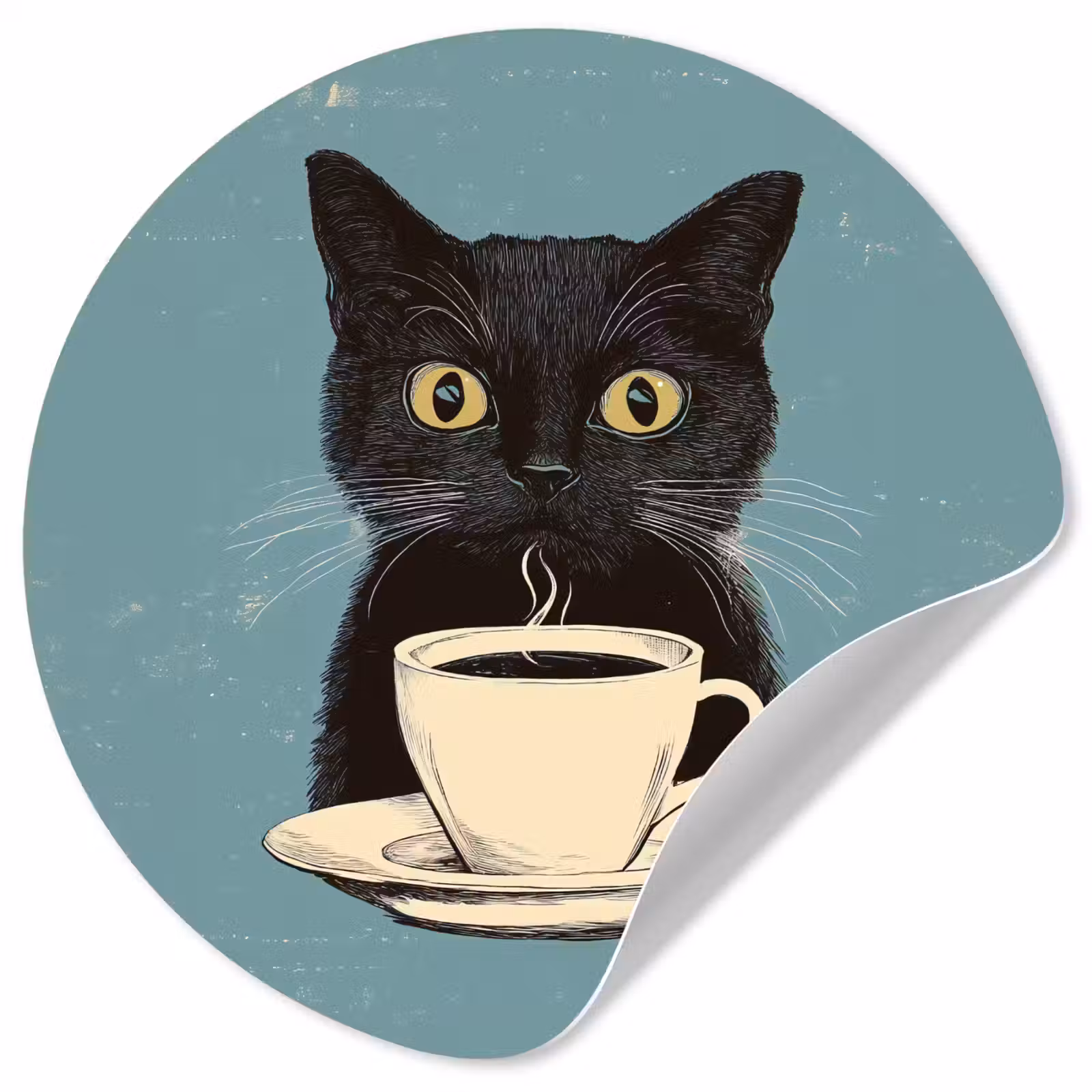 Behangcirkel - Kat - Zwart - Koffie - Minimalistisch — 1