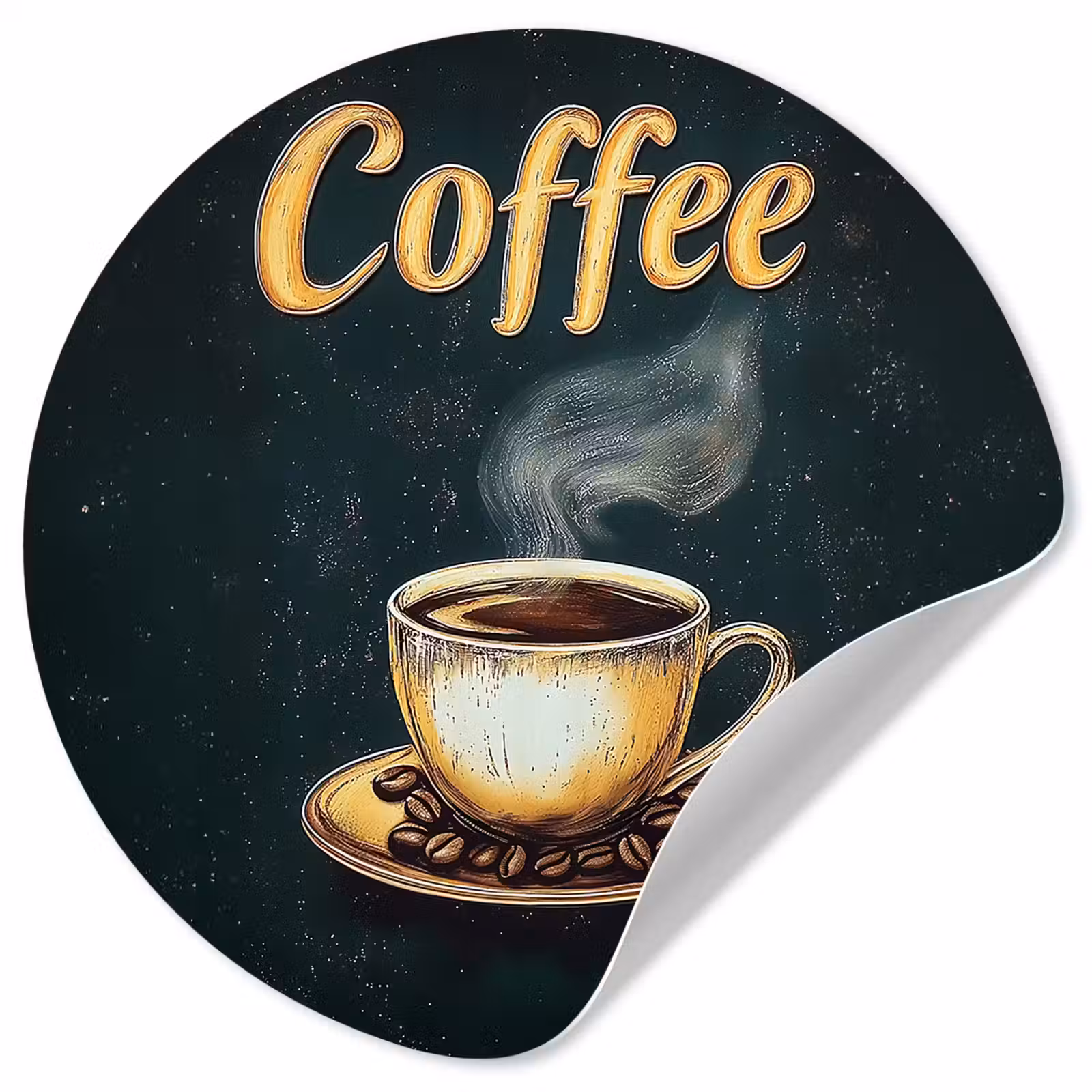 Behangcirkel - Koffie - Schotel - Koffiebonen - Retro — 1