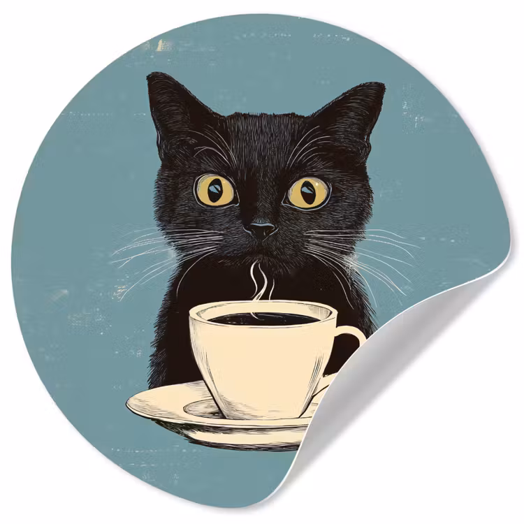 Behangcirkel - Kat - Zwart - Koffie - Minimalistisch — 1