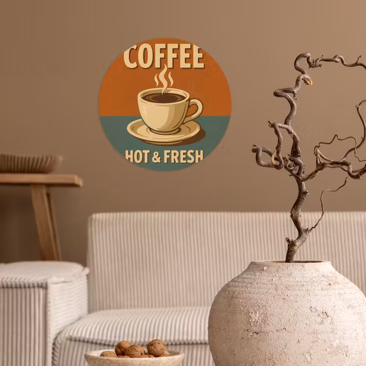 Behangcirkel - Koffie - Kop - Vintage - Quote — 2