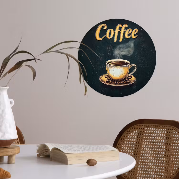 Behangcirkel - Koffie - Schotel - Koffiebonen - Retro — 4
