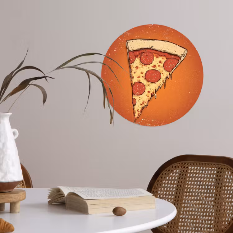 Behangcirkel - Pizza - Kaas - Rood - Pepperoni — 4