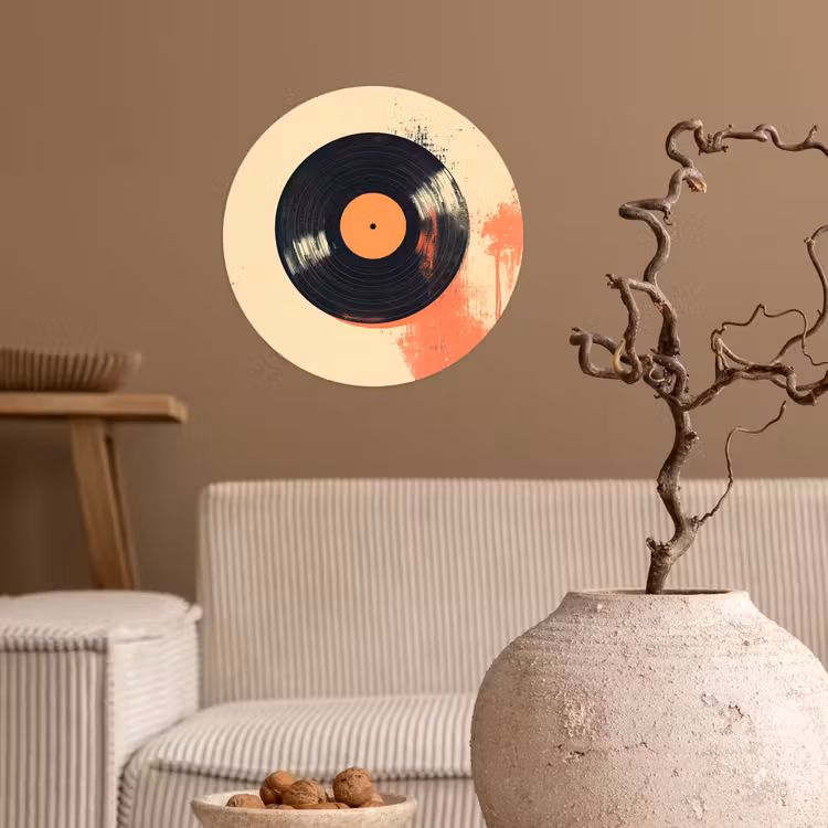 Behangcirkel - Vinylplaat - Zwart - Verfspatten - Retro — 2