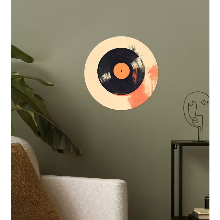 Behangcirkel - Vinylplaat - Zwart - Verfspatten - Retro — 3