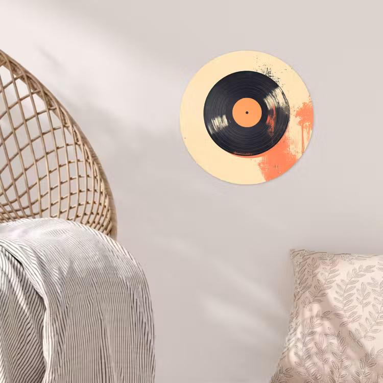 Behangcirkel - Vinylplaat - Zwart - Verfspatten - Retro — 5