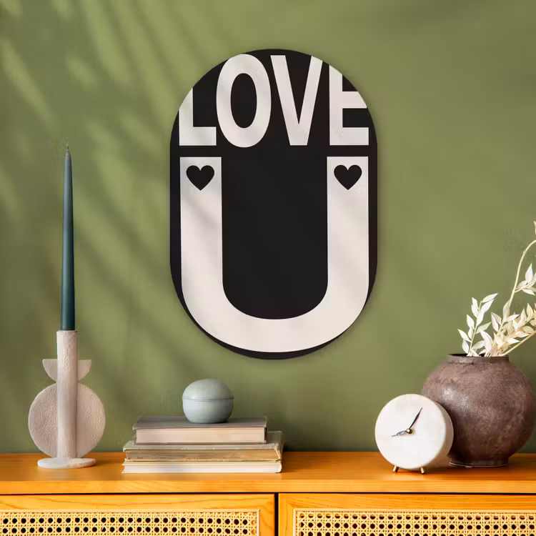 Muurovaal - Love - Zwart - Minimalistisch — 1