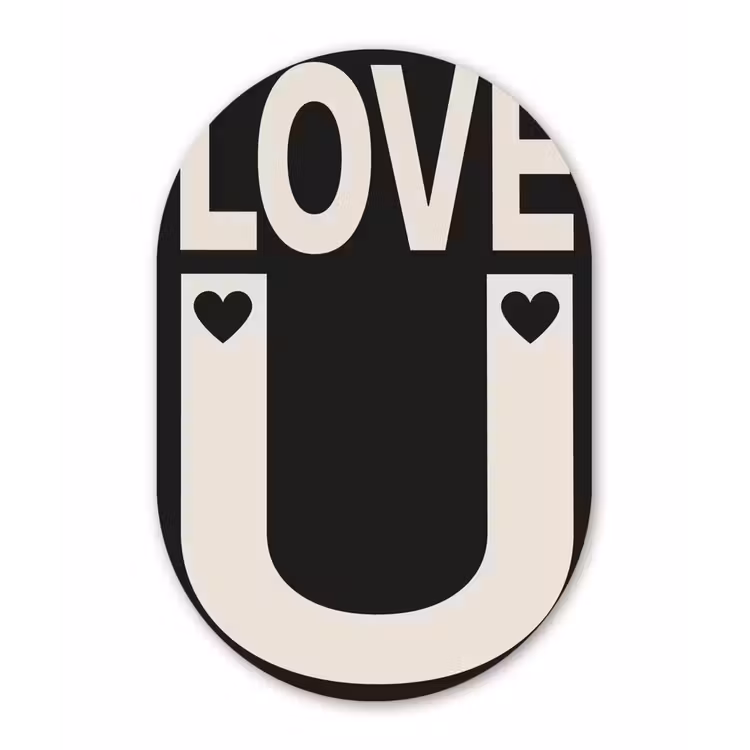 Muurovaal - Love - Zwart - Minimalistisch — 3
