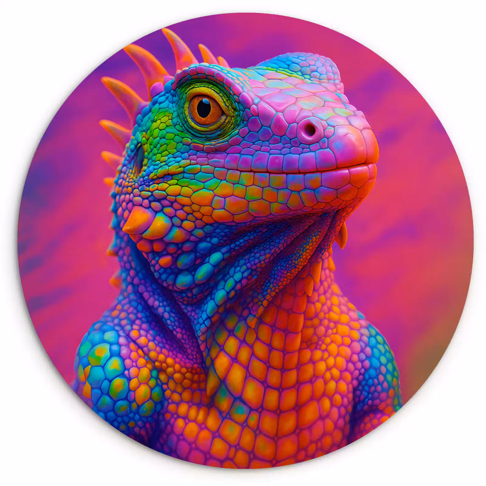 Muurcirkel - Kameleon - Dieren - Neon - Kleur — 1