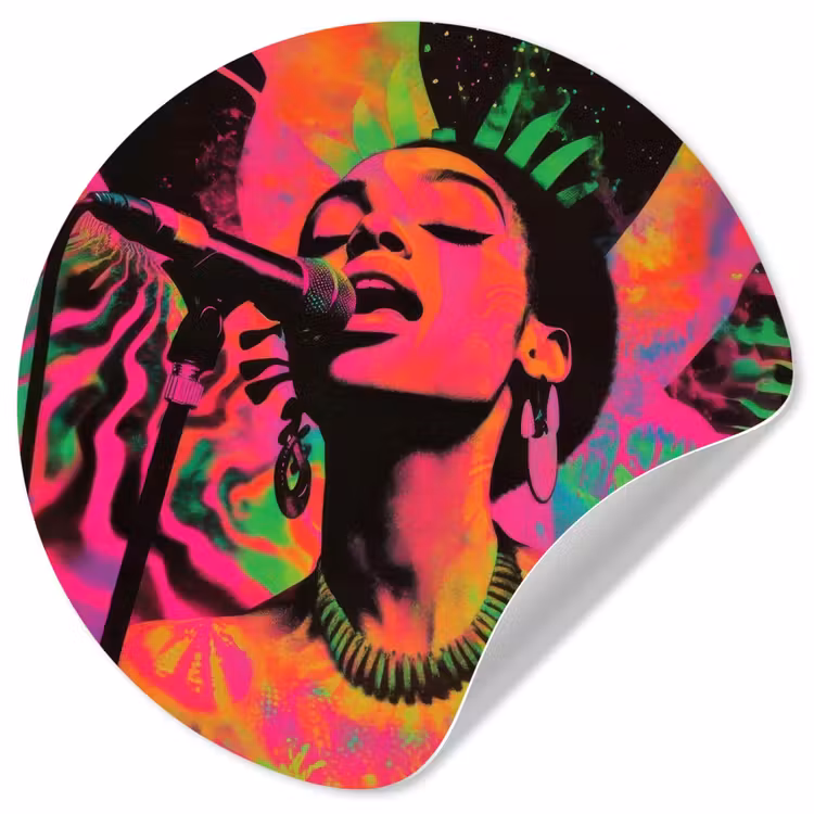 Behangcirkel - Neon - Vrouw - Microfoon — 1