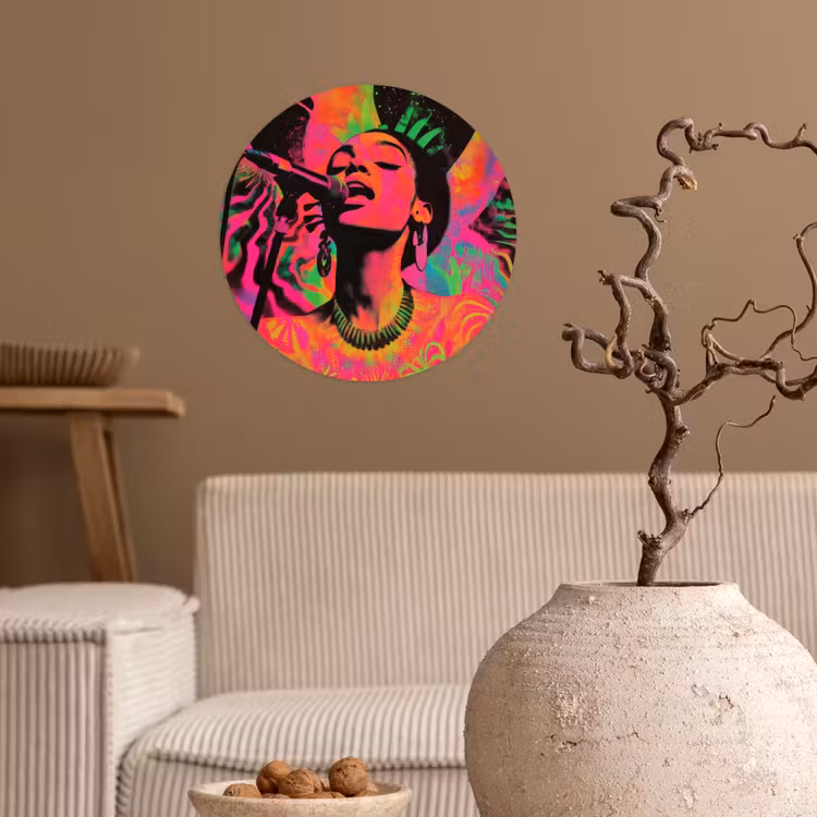 Behangcirkel - Neon - Vrouw - Microfoon — 2