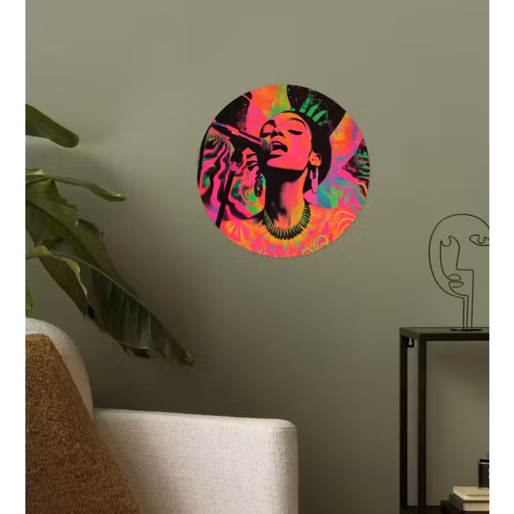 Behangcirkel - Neon - Vrouw - Microfoon — 3