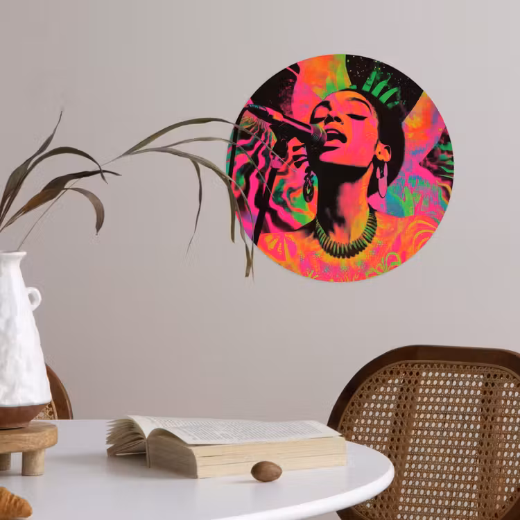 Behangcirkel - Neon - Vrouw - Microfoon — 4
