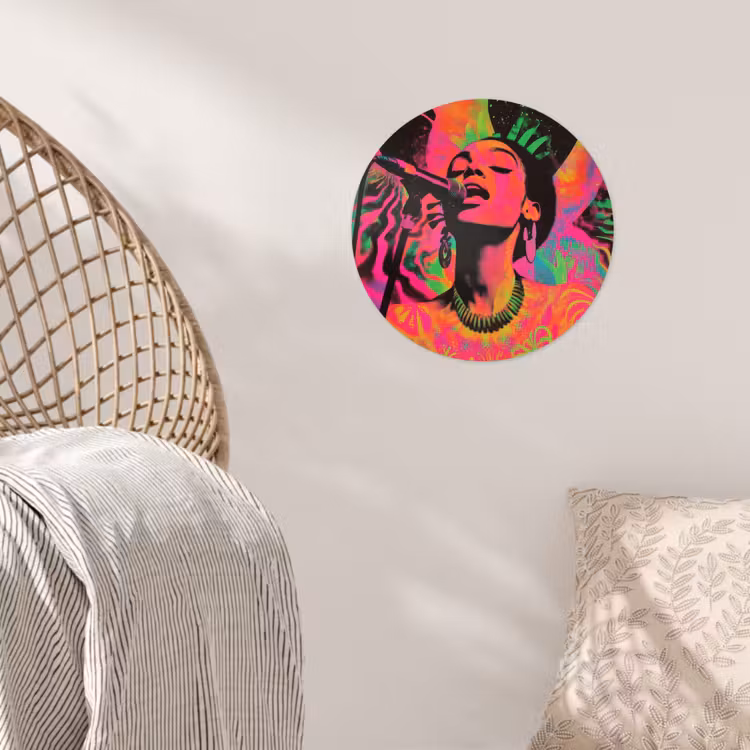 Behangcirkel - Neon - Vrouw - Microfoon — 5