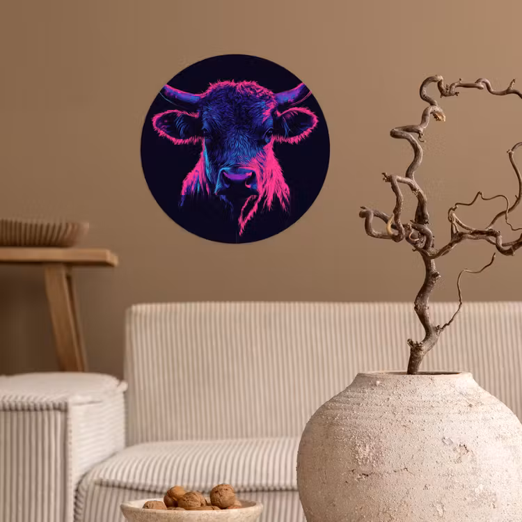 Behangcirkel - Stier - Neon - Zwart - Kleur — 2