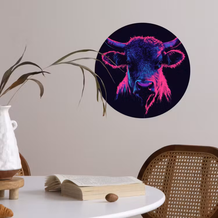 Behangcirkel - Stier - Neon - Zwart - Kleur — 4