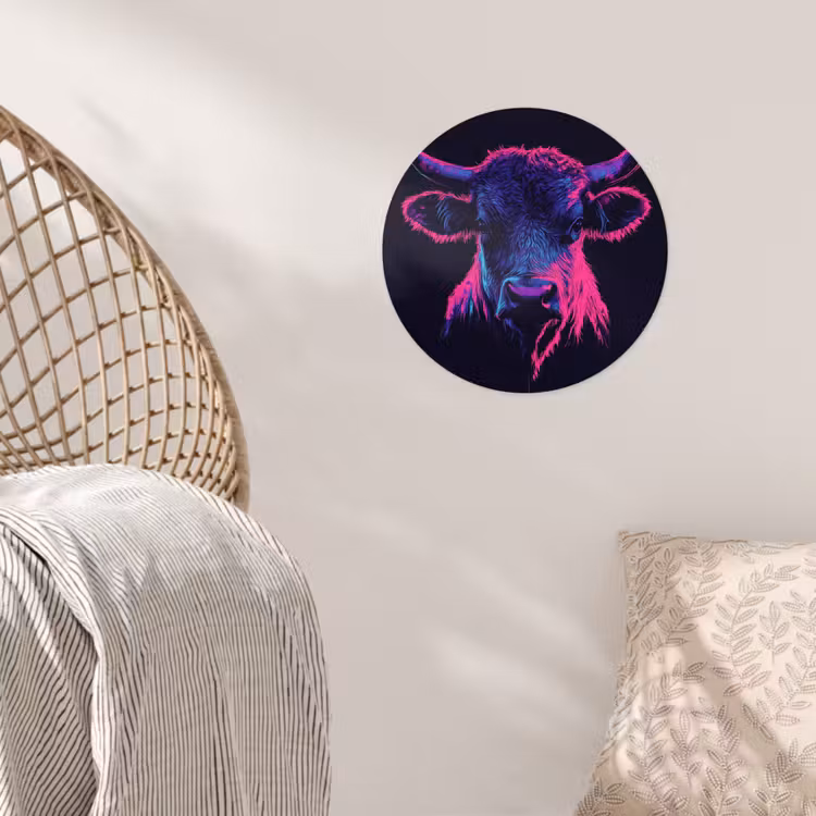 Behangcirkel - Stier - Neon - Zwart - Kleur — 5