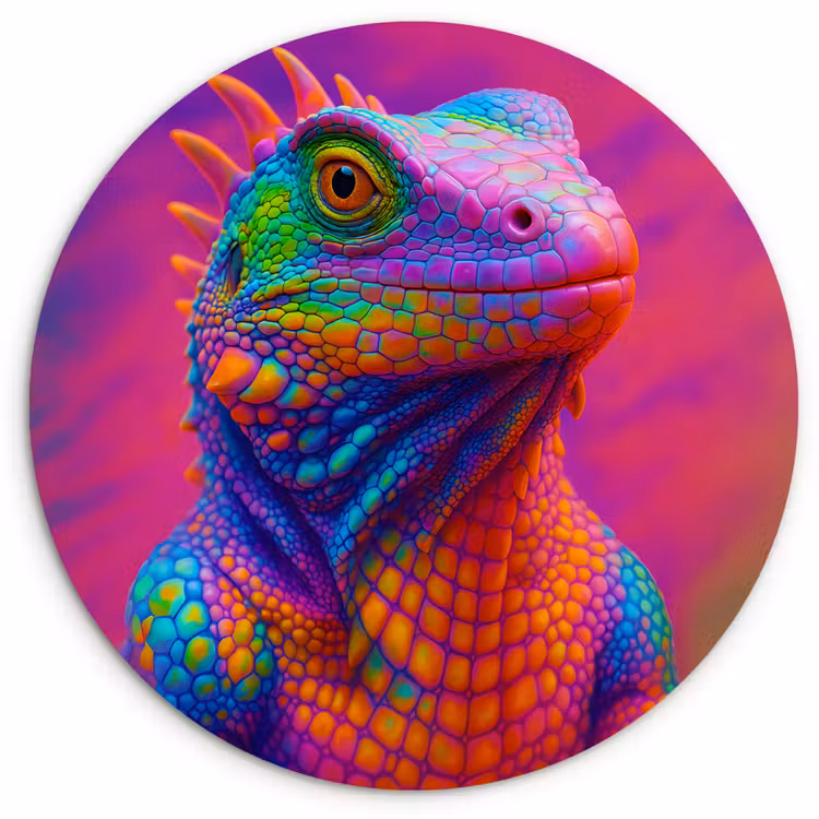 Muurcirkel - Kameleon - Dieren - Neon - Kleur — 1