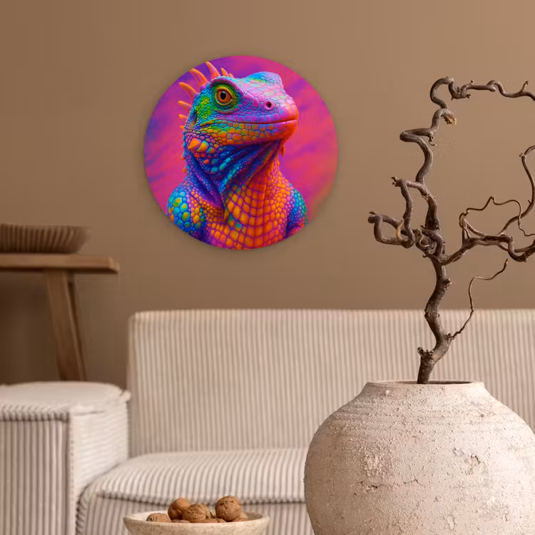 Muurcirkel - Kameleon - Dieren - Neon - Kleur — 2