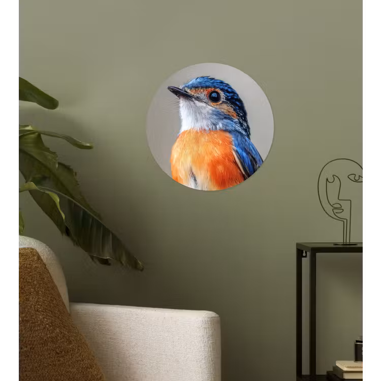 Behangcirkel - Kleurrijk - Vogeltje - Veren - Blauw — 3