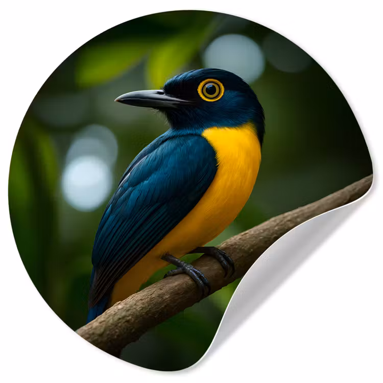 Behangcirkel - Vogel - Tak - Geel - Bladeren — 1