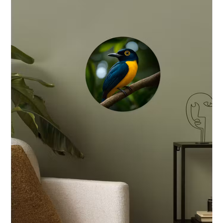 Behangcirkel - Vogel - Tak - Geel - Bladeren — 3