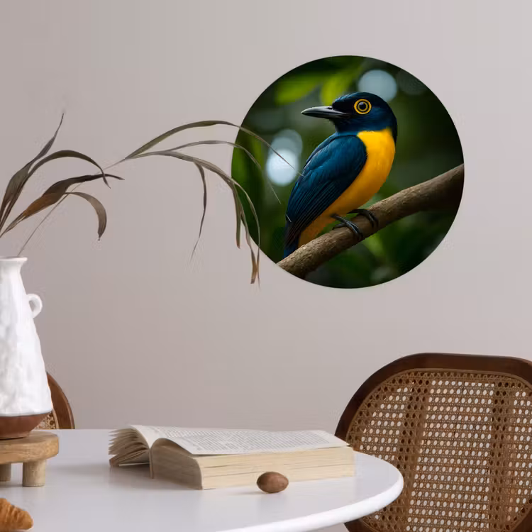 Behangcirkel - Vogel - Tak - Geel - Bladeren — 4
