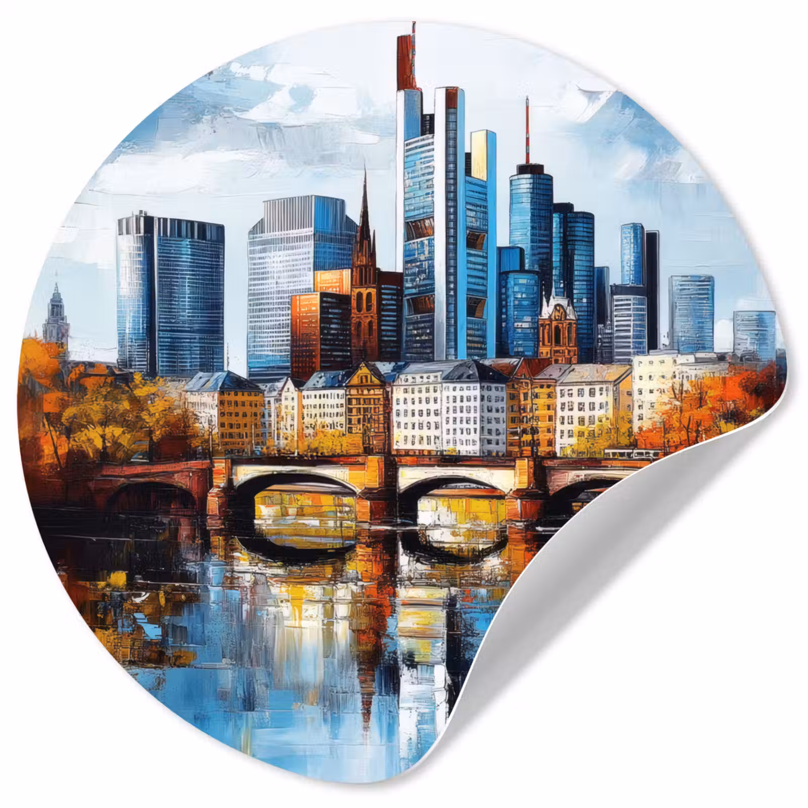 Behangcirkel - Bomen Frankfurt- Stad - Skyline - Brug — 1