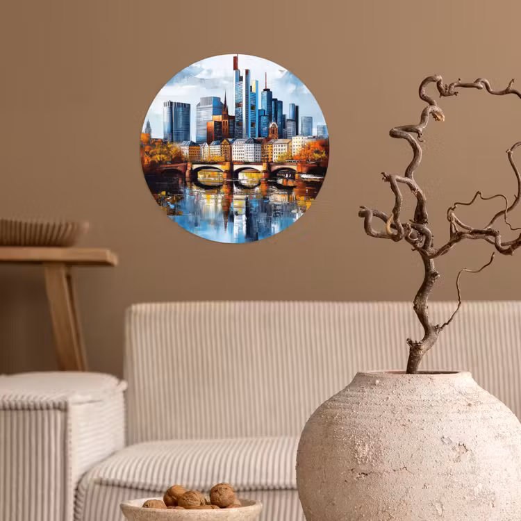 Behangcirkel - Bomen Frankfurt- Stad - Skyline - Brug — 2