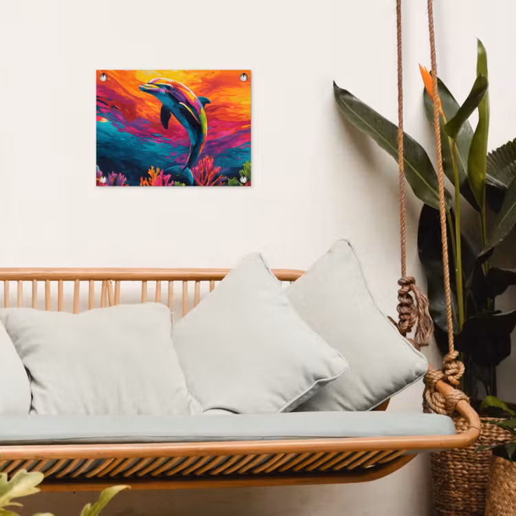 Tuinposter - Dolfijn - Kleurrijk - Oceaan - Koraal — 5