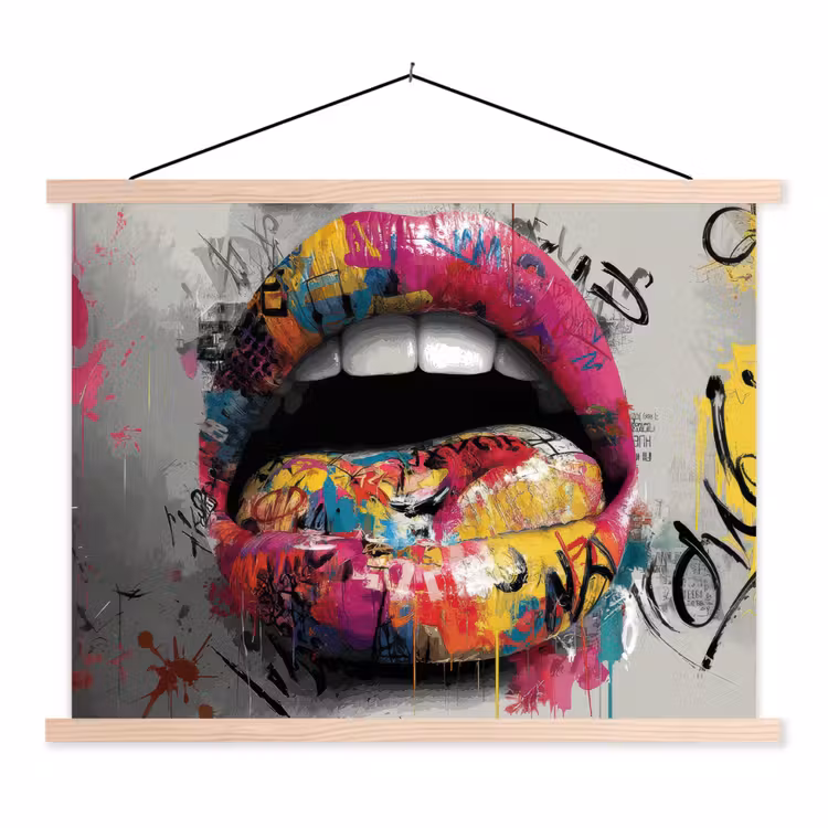 textielposter latten blank - Lippen - Graffiti - Expressief — 1
